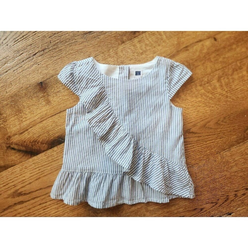 Janie & Jack Chambray/White Stripe Top